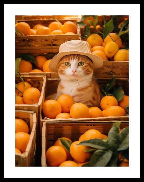 Plakat 30x40cm Kot w Pomarańczach zdjęcie 3