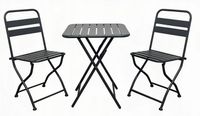 Zestaw Tarasowy Stół + 2 Krzesła, Metalowe Meble Ogrodowe na Taras Antracyt