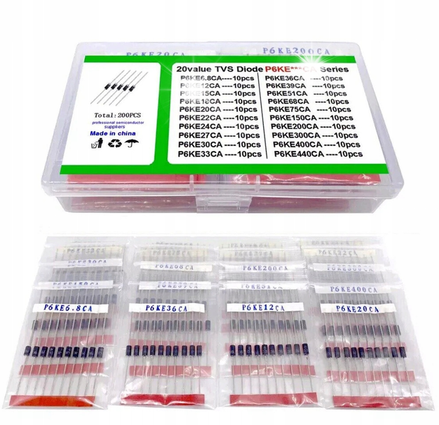 ProRock TVS Diode Kit 200PCS P6KE Bidirectional Transient Voltage zdjęcie 1