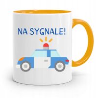 Kubek Żólty Dla Policjanta Policjantki Na Sygnale Z Nadrukiem Ze Zdjęciem