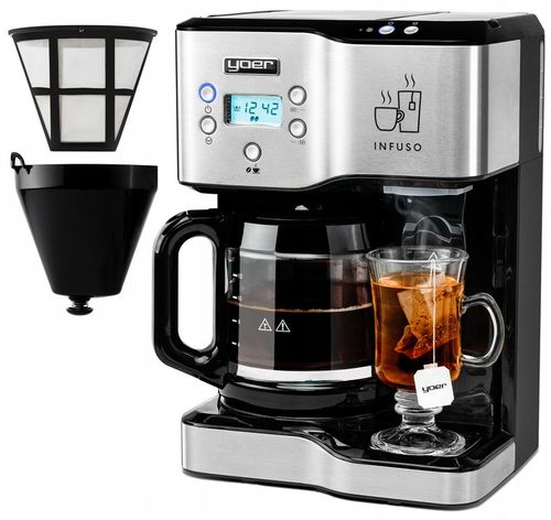Ekspres przelewowy kawy 2w1 Yoer 1900W +Dystrybutor wody na herbatę +Timer na Arena.pl