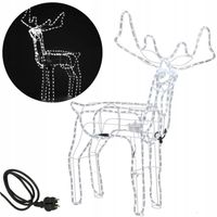 DUŻY ŚWIECĄCY RENIFER LED Z RUCHOMĄ GŁOWĄ XXL 115cm LED ZIMNA BIEL BIAŁY