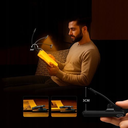 Lampka do czytania książek bezprzewodowa z 24 LED, obracana elastyczna na Arena.pl
