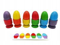SORTER KOLORÓW drewniane jajka MONTESSORI 6 kolorów - ręcznie malowane