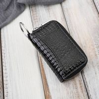 skórzane etui na klucze czarne lakierowana skóra z tłoczeniem croco