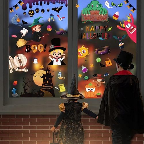NAKLEJKI NA OKNO HALLOWEEN NA SZYBĘ 9 ARKUSZY DWUSTRONNE DYNIE WZORY DUŻE na Arena.pl