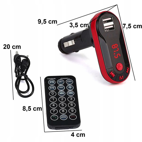 TRANSMITER FM BLUETOOTH ŁADOWARKA MP3 2XUSB SD LCD zdjęcie 10