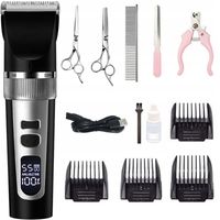 Maszynka bezprzewodowa do strzyżenia psów zwierząt LCD 9 W 4 nasadki