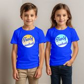 Dziecięca bawełniana koszulka z Twoim nadrukiem - niebieska 7-8