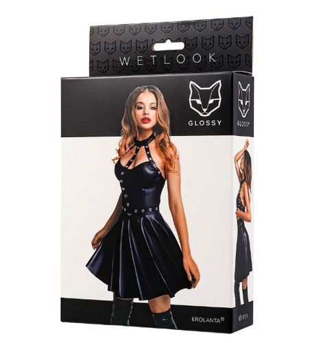 Czarna rozkloszowana sukienka z wetlook S na Arena.pl