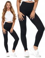 Legginsy z Wysokim Stanem KRYJĄCE Czarne Klasyczne Getry Fit Sportowe MORAJ