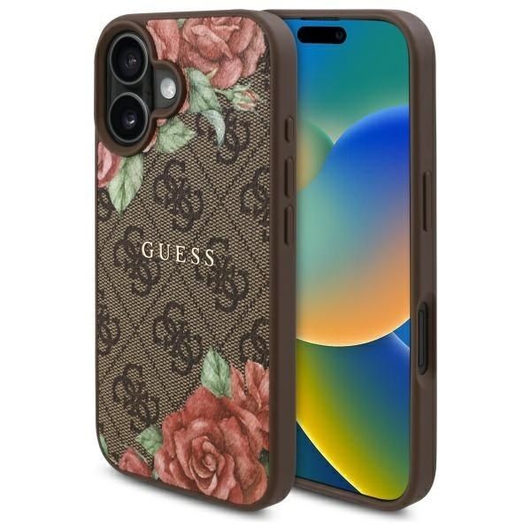 Guess GUHMP16SP4ROPEMCW iPhone 16 6.1" brązowy/brown hardcase 4G Flowers zdjęcie 1