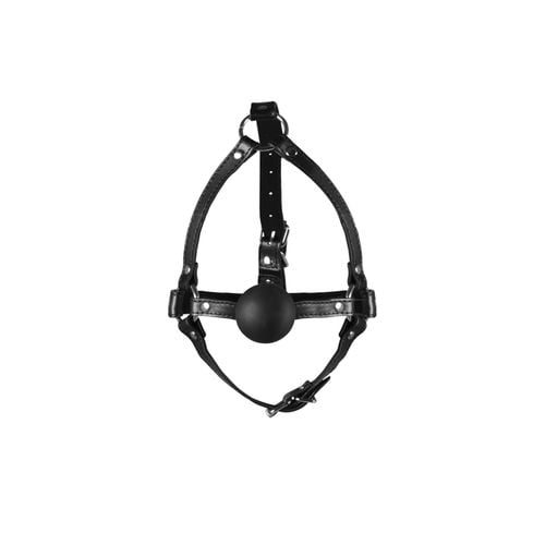 head harness with solid ball gag   black na Arena.pl