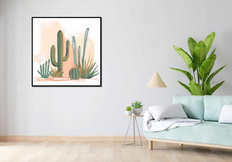 Plakat 100x100cm Ilustracja Kaktusów zdjęcie 4