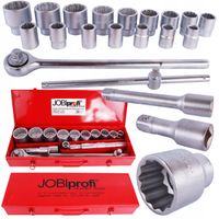 Jobi Klucze nasadowe nasadki 3/4” 21 elem 19-50 mm 12-kątne
