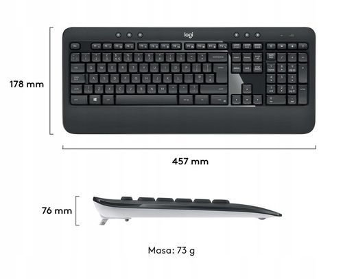 Zestaw Logitech MK540 Bezprzewodowy Klawiatura i Mysz QWERTY czarny na Arena.pl