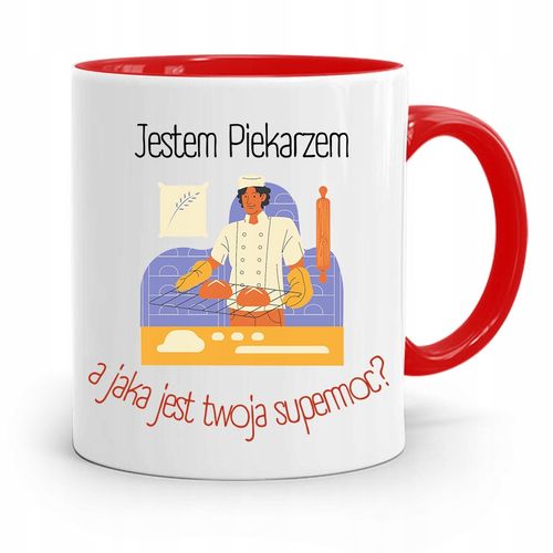 Kubek Czerwony Dla Piekarza Jestem Piekarzem Z Nadrukiem Ze Zdjęciem na Arena.pl