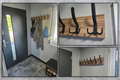 Wieszak ścienny na ubrania Modern drewniany Oak 80cm do przedpokoju na Arena.pl