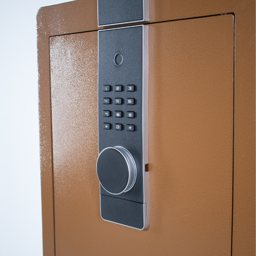 Pancerny Domowy Sejf Biometryczny Na Odcisk Palca 45x38x32 cm Brązowy na Arena.pl