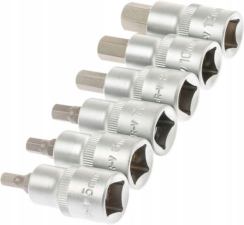 KLUCZE WPUSTOWE NASADOWE IMBUS HEX H5-H22 Z NASADKĄ 1/2' 12 SZT. NASADKI na Arena.pl