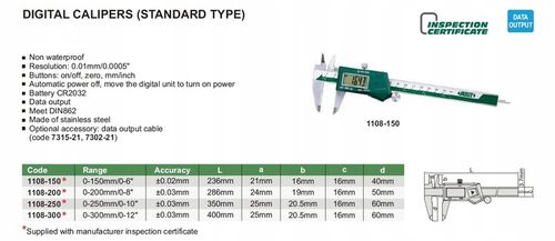 Suwmiarka elektroniczna 150 mm / 0-6" INSIZE (1108-150W) bez rolki na Arena.pl