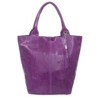 VERA PELLE torebka skórzana shopper lakierowana na ramię V588 c.fioletowa