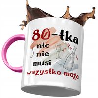 Kubek Różowy Na Urodziny 80 80Te 80-Te Prezent Z Nadrukiem Ze Zdjęciem