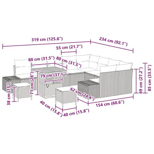 Zestaw Sof na Ogród z przechowywaniem 12 pcs Czarny Polirattan na Arena.pl