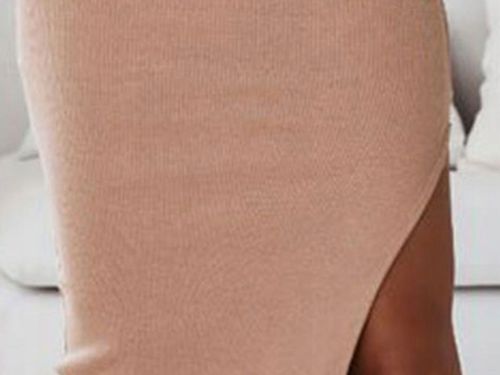 Spódnica ołówkowa prążkowana z rozcięciem dopasowana prążek modna L/XL na Arena.pl