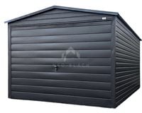 Garaż blaszany 3x5m Brama uchylna - Antracyt - Dach dwuspadowy NB105