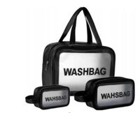 KOSMETYCZKA ZESTAW ORGANIZERY DO WALIZKI 3 SZTUKI PRZEZROCZYSTE CZARNE