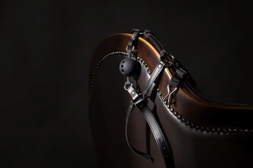 head harness with breathable ball gag and nose hooks - black na Arena.pl