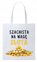 Torba Biała Eco Shopper Dla Szachisty Prezent Z Nadrukiem Ze Zdjęciem