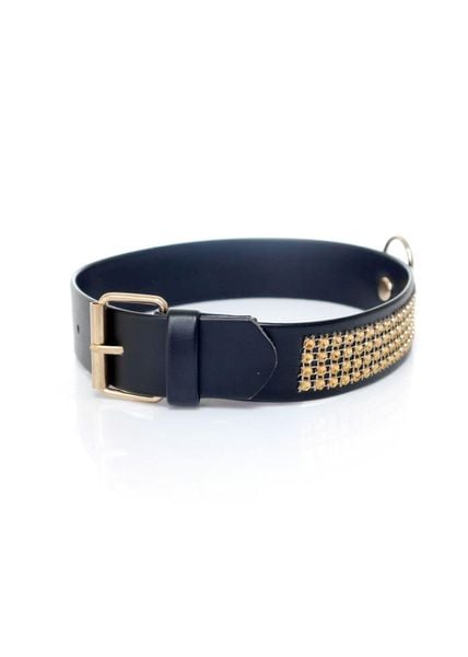 Fetish B - Series Collar With Crystals 3 Cm Gold zdjęcie 4