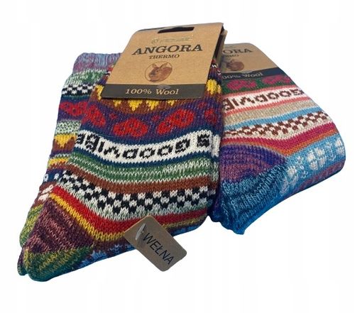 4x ZIMOWE CIEPŁE SKARPETY WEŁNIANE ANGORA PREZENT świąteczne POD CHOINKE na Arena.pl