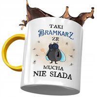 Kubek Żółty Dla Bramkarza Taki Że Mucha Nie Siada Z Nadrukiem Ze Zdjęciem