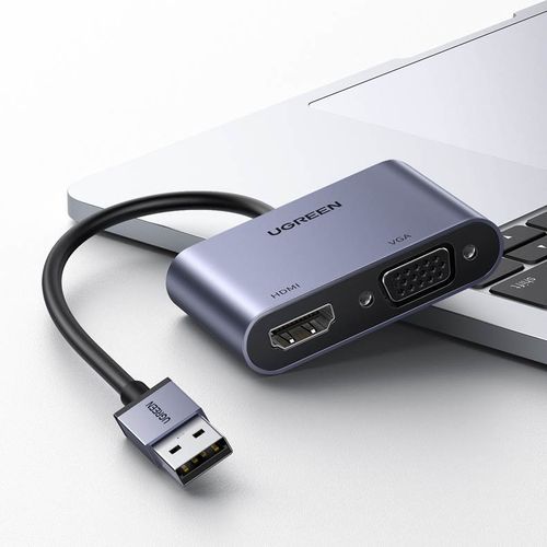 przejściówka adapter usb - hdmi + vga szara na Arena.pl