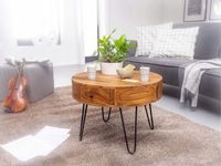 Mały okrągły stolik kawowy w kolorze brązowym