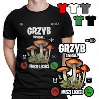KOSZULKA T-SHIRT MĘSKI WZORY WYBÓR - GRZYBIARZ GRZYBIARA GRZYBY HOBBY - XS