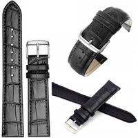 PASEK SKÓRZANY DO ZEGARKA SMARTWATCHA 22mm UNIWERSALNY CZARNY + TELESKOP