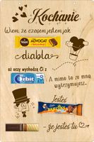 Tabliczka drewniana na słodycze batony upominek Prezent dla walentynki