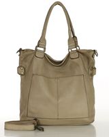 Torebka skórzana XL shopper vintage bag z kieszeniami vera pelle - MARCO MAZZINI beż taupe