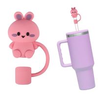 Osłonka Zatyczka na słomkę pyłoszczelna Silikonowa Miś Róż