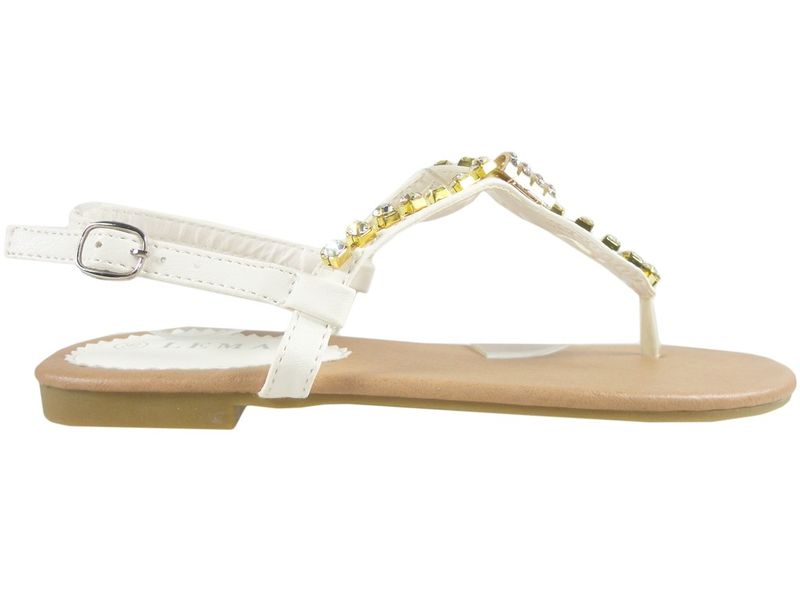 Białe sandały z cyrkoniami płaskie buty damskie 40 zdjęcie 1