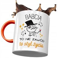 Kubek Pomarańczowy Dla Babci Babuni Na Dzień Babci Z Nadrukiem Ze Zdjęciem