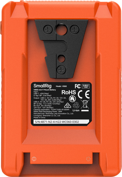 SmallRig 4871 V-Mount Mini Akumulator VB50, D-Tap, USB-A, USB-C zdjęcie 4