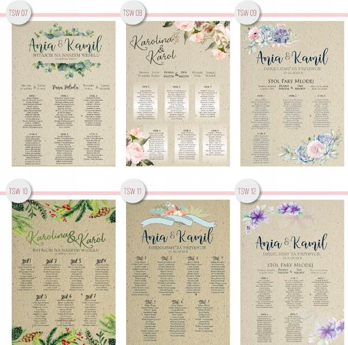 Plan stołów weselnych gości wesele tablica 70x50 na Arena.pl