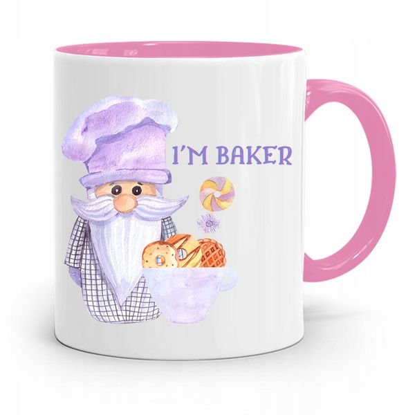 Kubek Różowy Dla Piekarza Im Baker Prezent Z Nadrukiem Ze Zdjęciem zdjęcie 1