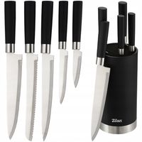 ZESTAW NOŻY NA STOJAKU STAL NIERDZEWNA CZARNY 6 ELEMENTÓW