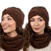 ALPAKA Brązowa Opaska na głowę Damska Opaska na uszy Ciepła Piękna